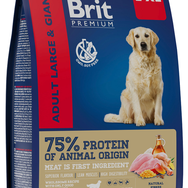 Корм для взрослых собак крупных пород Brit Premium курица и 5 трав