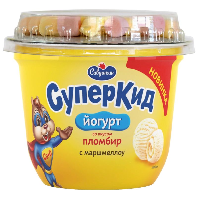 

Йогурт Савушкин СуперКид пломбир маршмеллоу 2%, 103 г