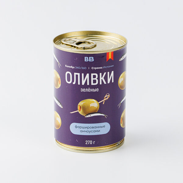 Оливки зеленые фаршированные анчоусами ВкусВилл