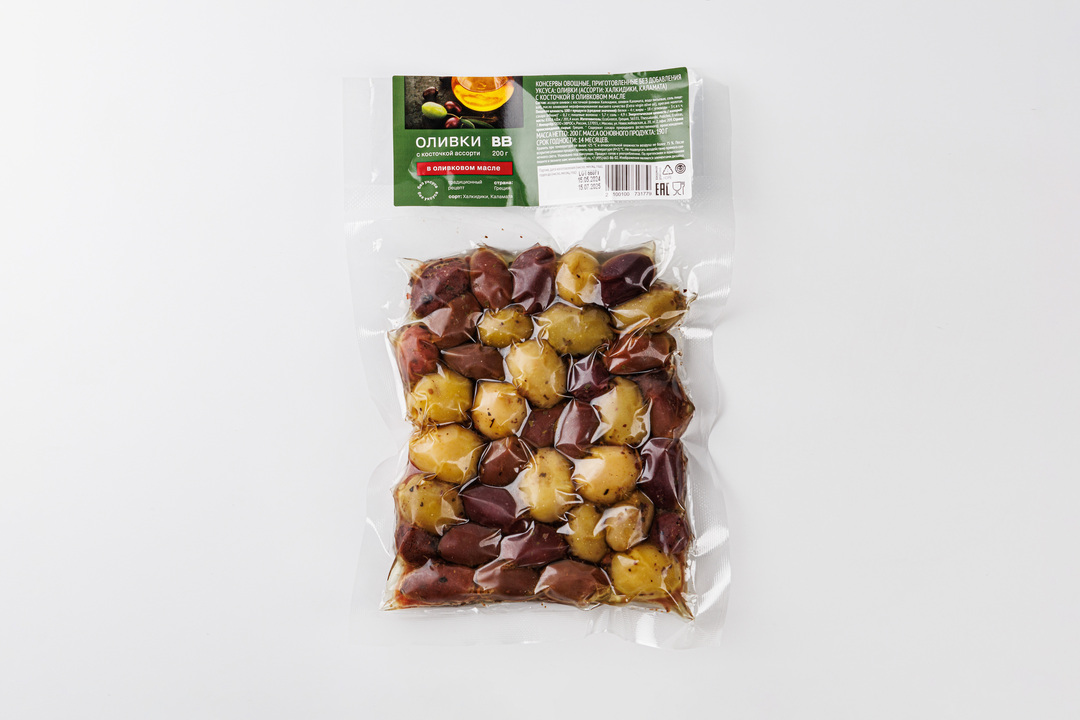 

Ассорти оливок ВкусВилл с косточкой в оливковом масле (без уксуса)