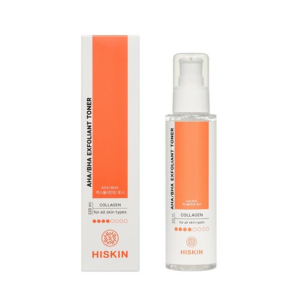 Эксфолиант тонер для лица Hiskin АНА/ВНА с коллагеном 120мл