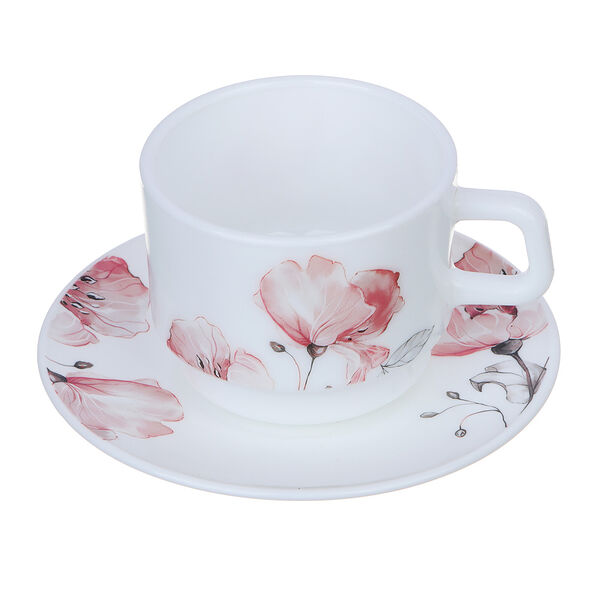 Millimi роселла чайная пара (чашка 250мл., блюдце 15см), опаловое стекло