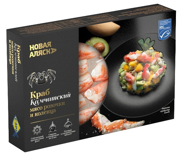 Краб Камчатский НОВАЯ АЛЯСКА мясо розочки и коленца в/м 200г, Россия