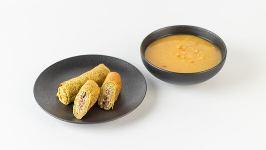 Набор Вкусвилл: Суп гороховый с копченостями, + блины с печенью