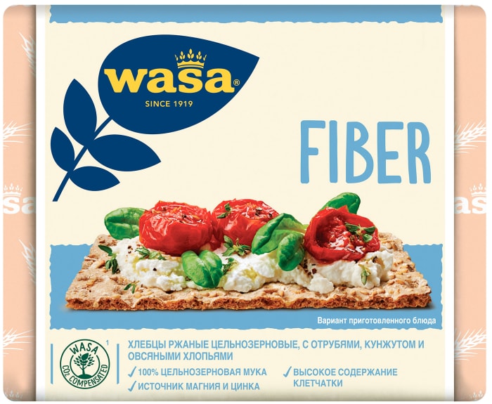 

Хлебцы Wasa Fiber ржаные цельнозерновые с пшеничными отрубями, кунжутом и овсяными хлопьями 230 г