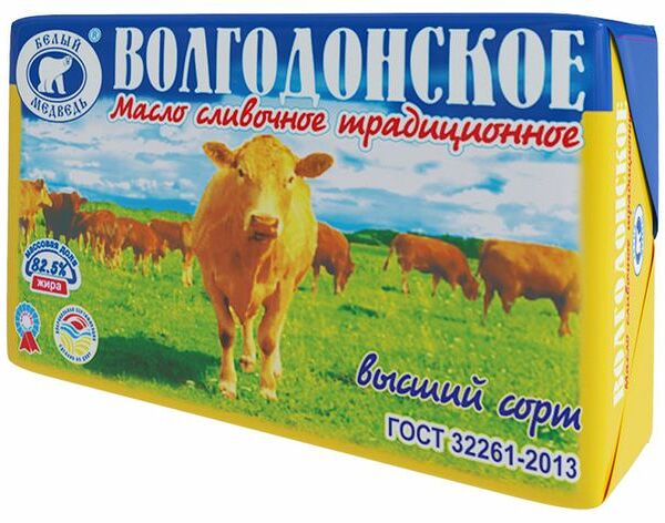 Масло сливочное Белый Медведь Волгодонское традиционное 82.5% 380 г