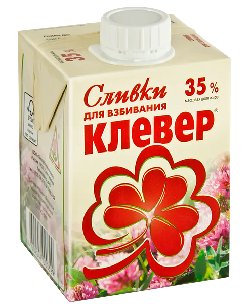 Сливки Клевер для взбивания ультрапастеризованные 35% 500 г