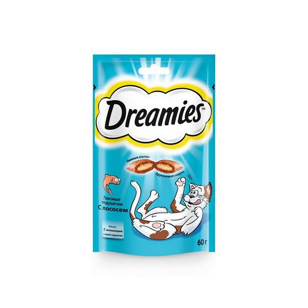 Лакомство Dreamies™ для взрослых кошек с лососем 60гр