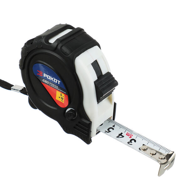 Рокот рулетка с обрезиненным корпусом 5мх19мм, 3 фиксатора