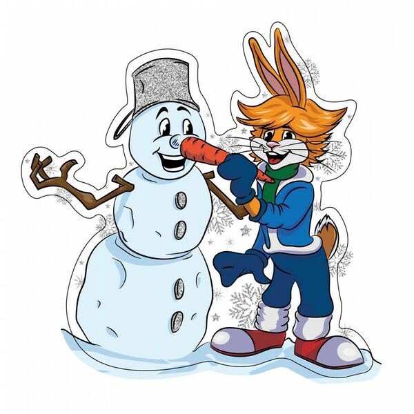 Панно с блестками рыжий кролик, 2 дизайна, 20x20 см, в ассортименте