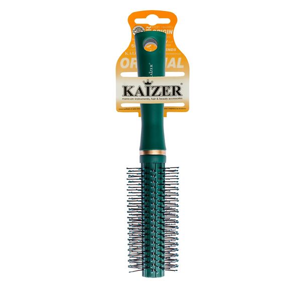 Расчёска для волос Kaizer брашинг круглая, пластик Soft touch, зелёный