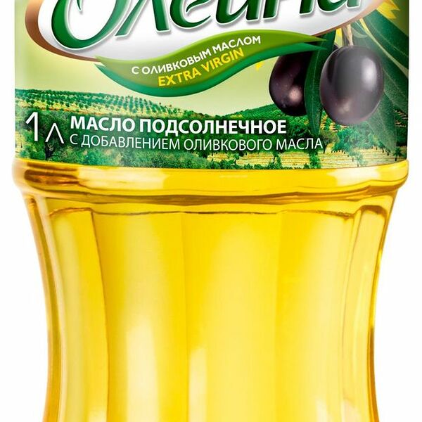 Масло подсолнечное Олейна с добавлением оливкового рафинированное, 1 л