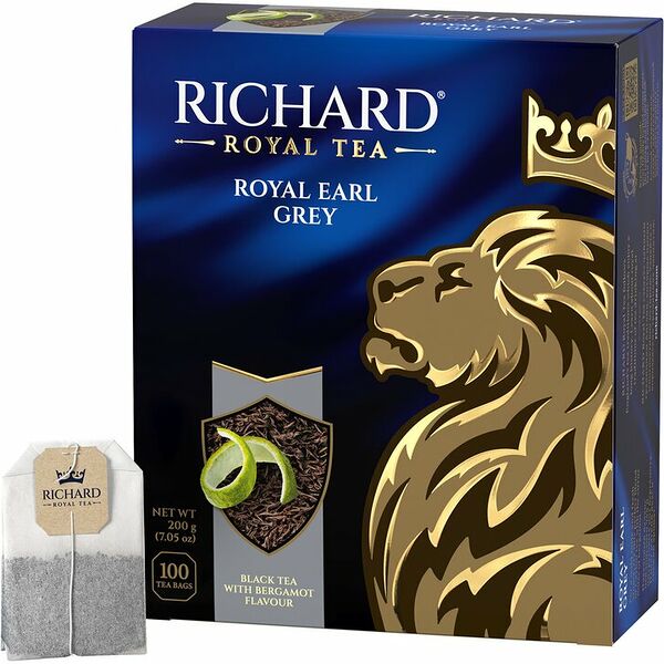 Чай черный Richard Royal Classics Earl Grey с ароматом бергамота в пакетиках 100 шт, 200 г
