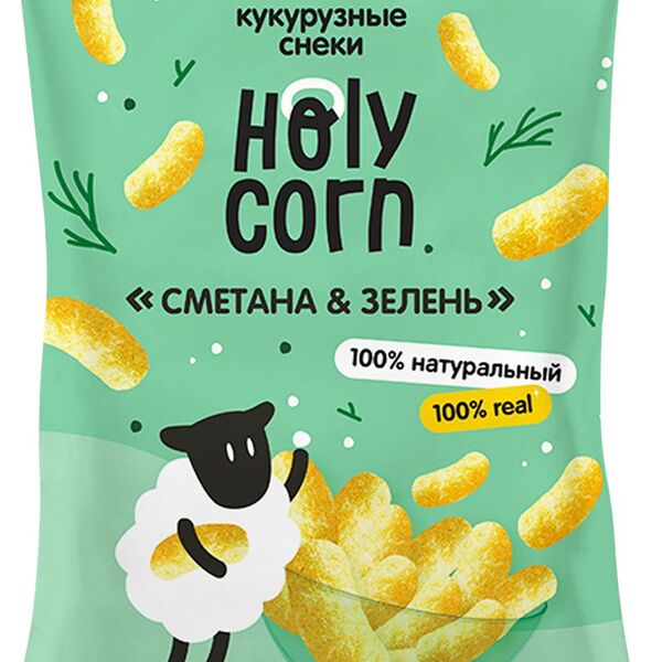 Кукурузные снеки Holy Corn Сметана и зелень, 50г
