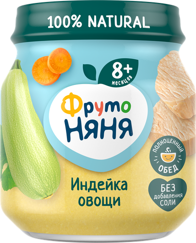 

Пюре ФрутоНяня индейка и овощи с 8 месяцев 100 г