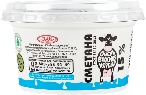 

Сметана Очень Важная Корова 15% 180 г