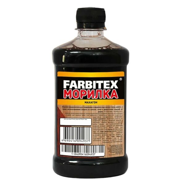 Морилка деревозащитная водная Farbitex, махагон, 0.5 л