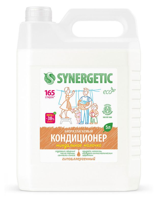 

Кондиционер ополаскиватель для белья Synergetic Миндальное молочко 5 л