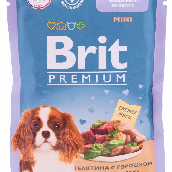 Влажный корм для собак Brit Premium телятина с горошком в соусе 85 г