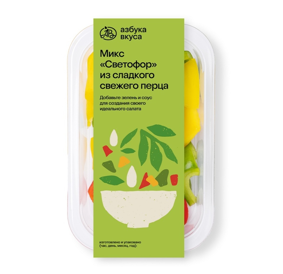 

Перец сладкий «Азбука вкуса» свежий микс "Светофор" (желтый + красный + зеленый) 80 г