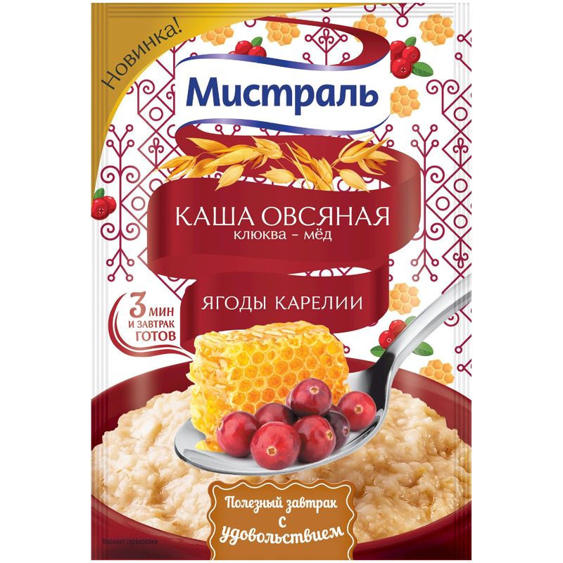 

Каша овсяная Мистраль Ягоды Карелии Клюква-мёд 40 г