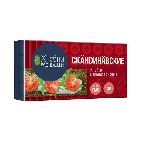 Хлебцы хрустящие Хлебцы Молодцы цельнозерновые Скандинавские 100г