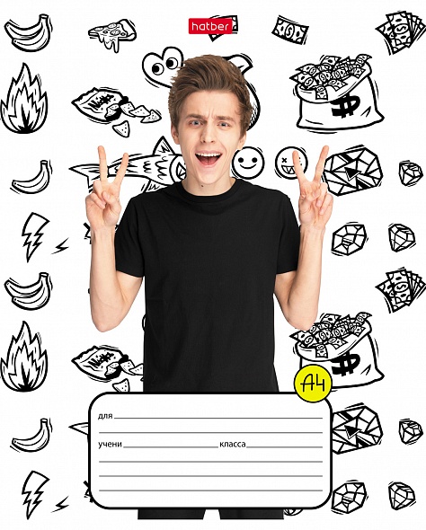 

Тетрадь Hatber Влад А4 в клетку на скобе А5, 12 листов, в ассортименте