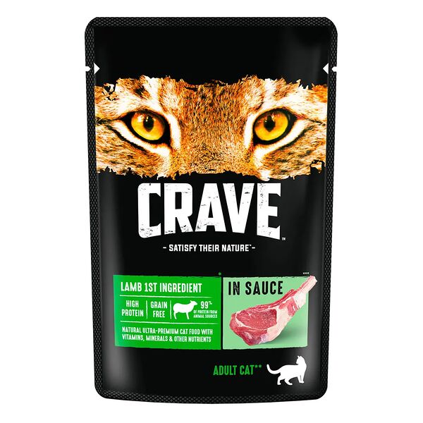 Корм для кошек CRAVE ягненок в соусе пауч 70г
