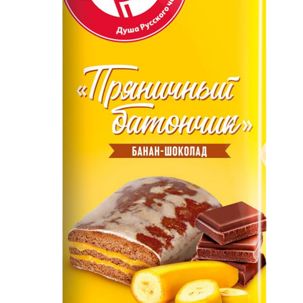 Батончик пряничный АШАН Красная птица банан-шоколад, 90г