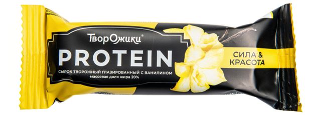 

Сырок творожный Творожики Protein глазированный с ванилином обогащенный протеином 20% 40 г