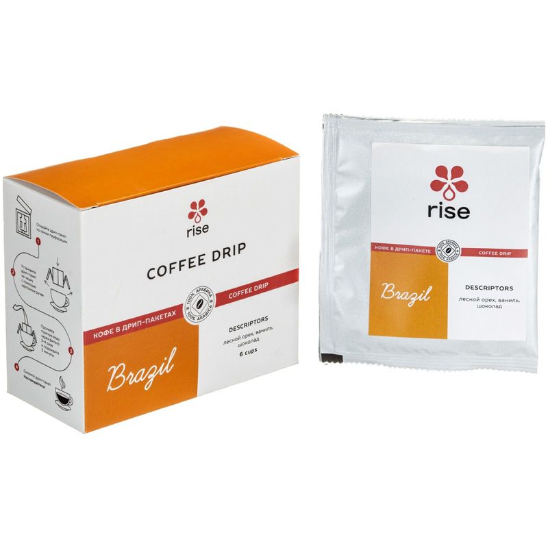 

Кофе Rise Brazil жареный молотый в дрип-пакетах 6 шт.
