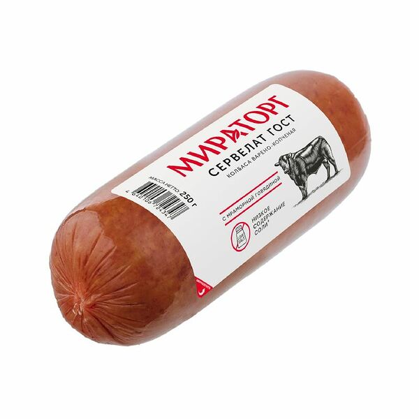 Колбаса Мираторг Сервелат варено-копченый категории А