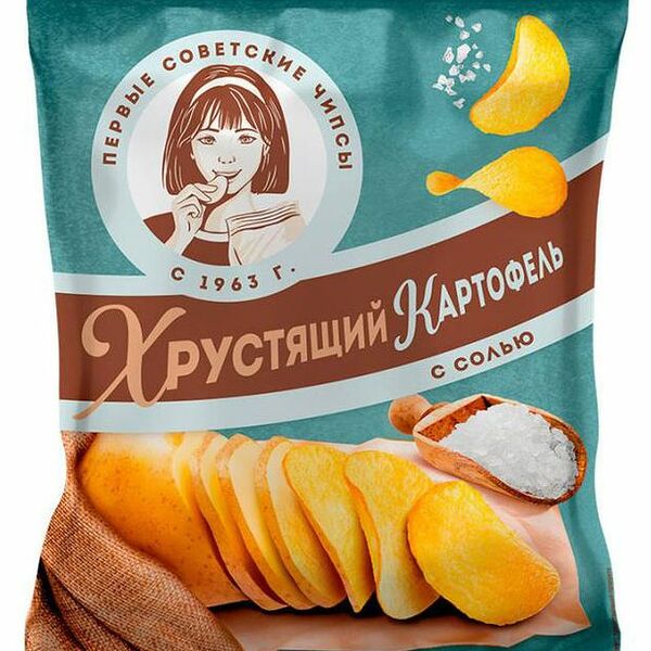 Чипсы картофельные Хрустящий картофель в ломтиках с солью, 160г