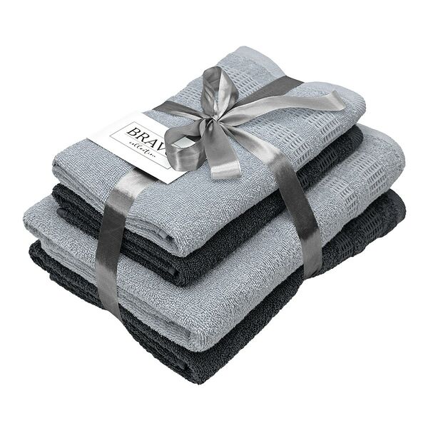 Комплект полотенец махровых Bravo Памир, 4 шт, 50х80/70х130 см, хлопок, серый