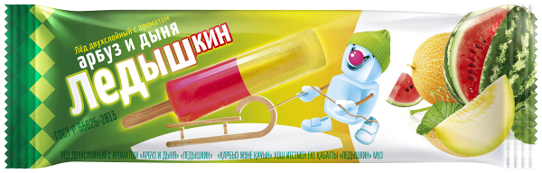Мороженое Ледышкин Лед двухслойный арбуз и дыня 60 г