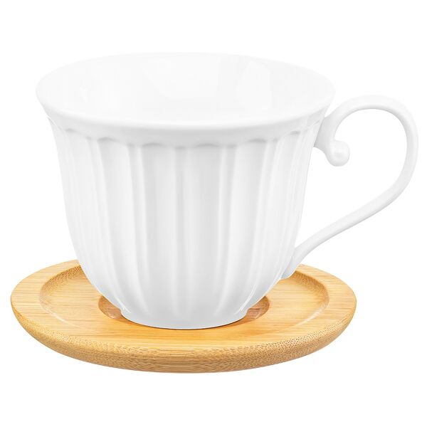 Чашка Elan Gallery Ампир с подставкой  300 мл фарфор бамбук