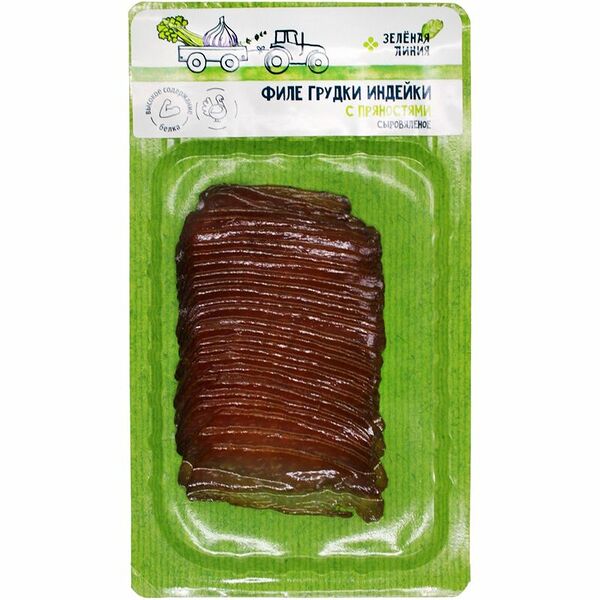 Филе грудки индейки Зелёная Линия с пряностями сыровяленое