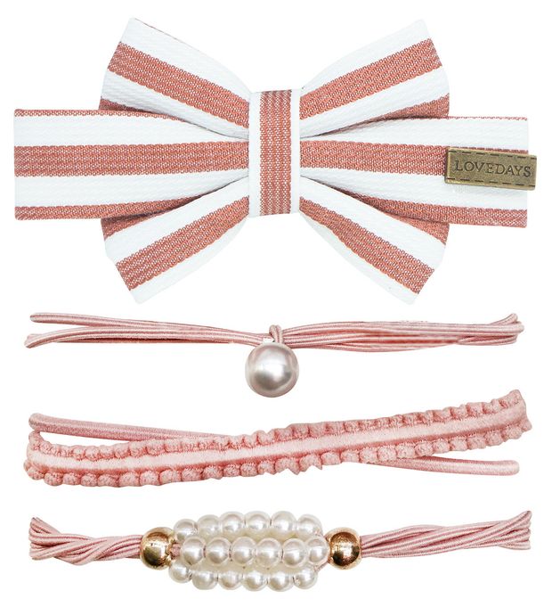 

Набор для волос B&H зажим бант, 3 резинки, розовый, Арт. W0161