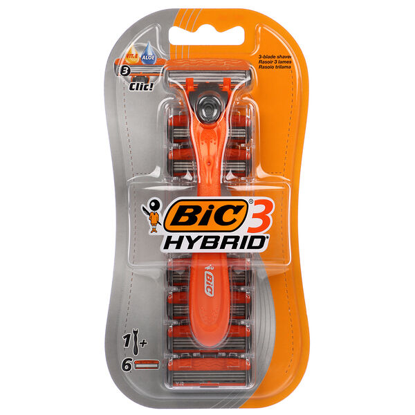 Станок для бритья bic 3 hybrid 1 шт + сменные кассеты для бритья 6 шт