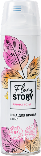 Пена для бритья женская Flory Story с экстрактом розы и пантенолом 200 мл