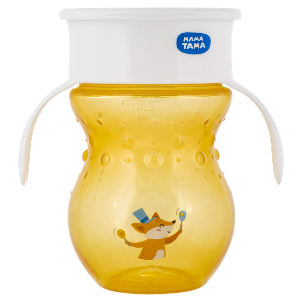 Поильник-чашка МАМА ТАМА непроливайка 360° 8 мес+ 270 мл цвет оранжевый