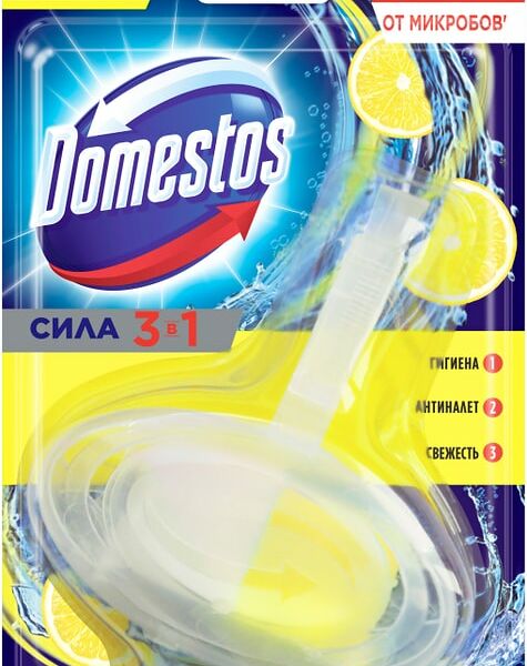 Блок для унитаза Доместос 3в1 Лимон Антиналет и гигиена 40г