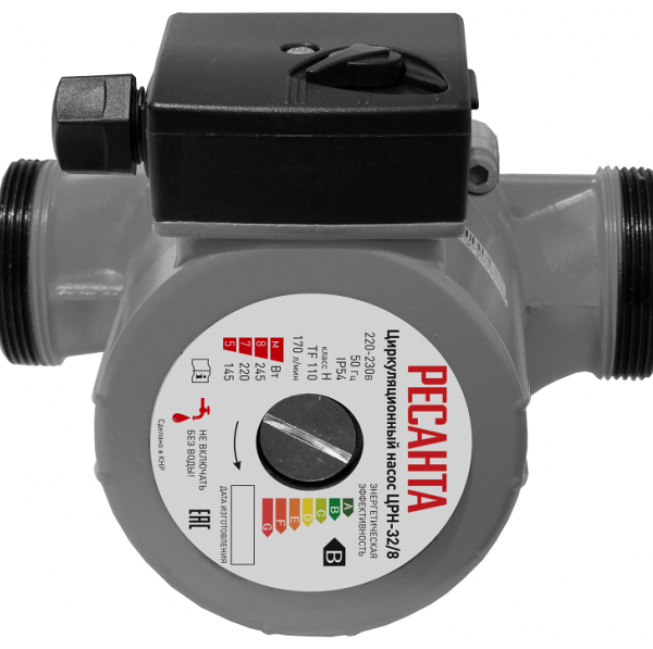 Насос циркуляционный Ресанта ЦРН-32/8, чугунный корпус, 2 скорости, 245Вт, 10 м³/ч