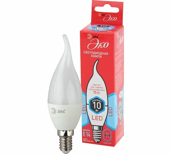 Лампа светодиодная ЭРА ECO LED, Е14, 10Вт