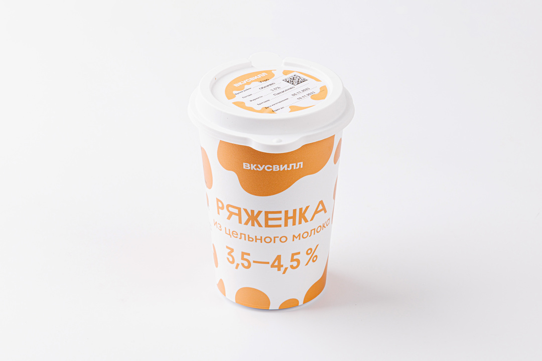 

Ряженка из цельного молока ВкусВилл 3.5 - 4.5%, 500г