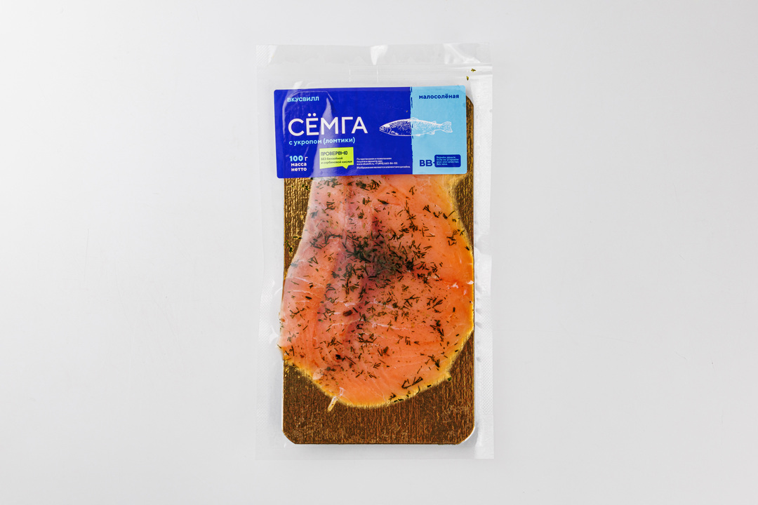 

Семга ВкусВилл слабосоленая ломтики с укропом 100 г