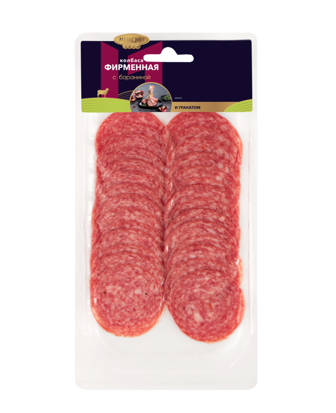 

Колбаса сырокопченая Микоян с бараниной и гранатом 80г