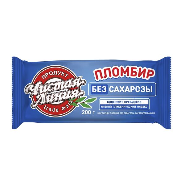 Мороженое Чистая Линия пломбир с ароматом ванили без сахарозы 12% 200 г