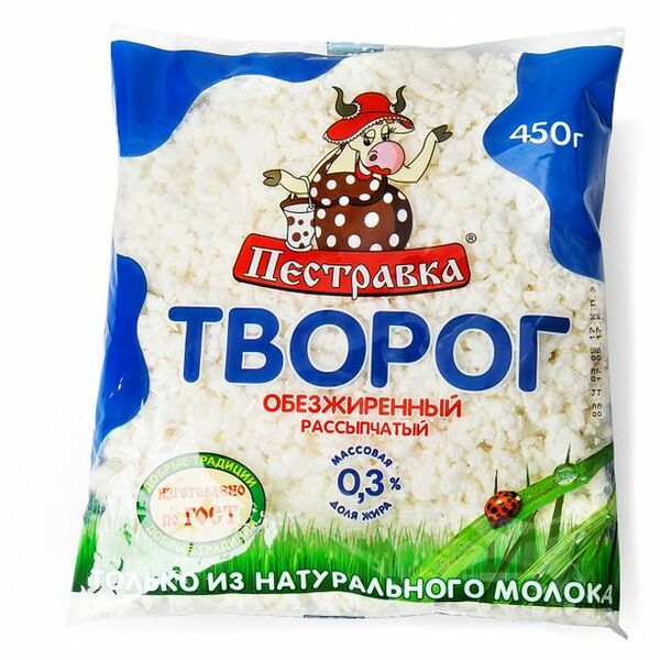 Творог Пестравка обезжиренный рассыпчатый 0.3%