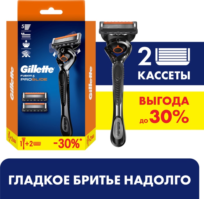 

Станок для бритья ProGlide Flexball со сменной кассетой + сменные кассеты для бритья 2 шт., Gillette Fusion, Польша
